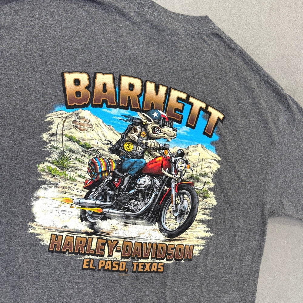 Harley-Davidson Shirt Men XL Gray Barnett El Paso Texas Desert Rider Wolf